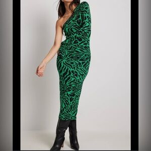 Elegant One-Shoulder Zebra Print Dress